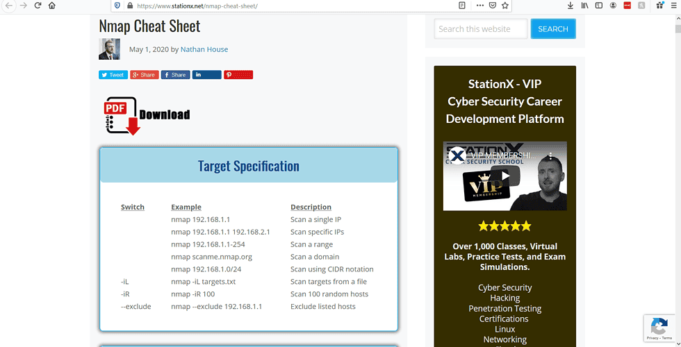 Nathan House nmap cheatsheet