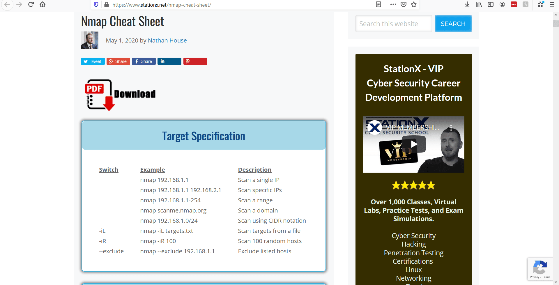 Nathan House nmap cheatsheet
